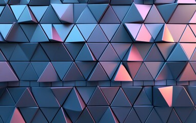 Fototapeta premium Futuristic, High Tech, colored background, with a triangular block structure. Wall texture with a 3D triangle tile pattern. 3D render 