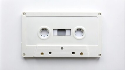 Obraz premium Close-up of white cassette tape isolated on white background