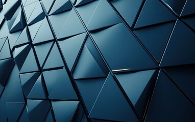 Obraz premium Futuristic, High Tech, colored background, with a triangular block structure. Wall texture with a 3D triangle tile pattern. 3D render 