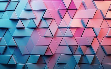 Fototapeta premium Futuristic, High Tech, colored background, with a triangular block structure. Wall texture with a 3D triangle tile pattern. 3D render 