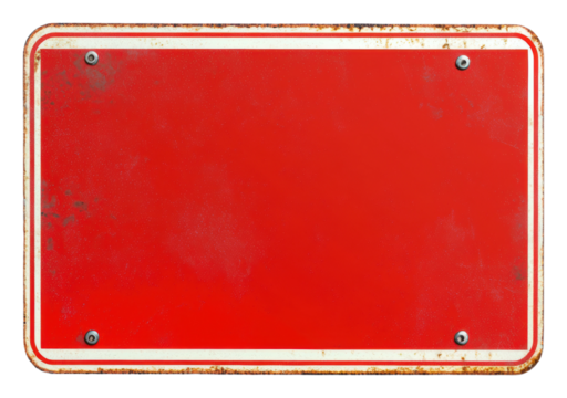 PNG Blank red metal sign with rusty edges and screws