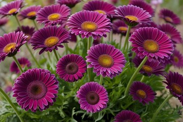 Bold Arrangement of Isolated Royal Plum Daisy Flowers for Stunning Floral Display