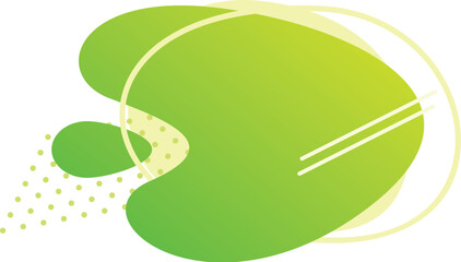 Abstract modern graphic element with flowing green liquid shape, circles and dots