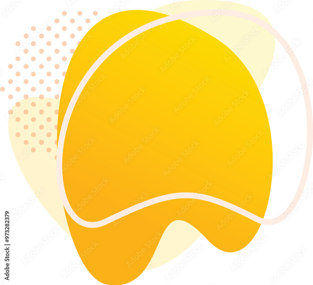 Poster abstract background with yellow gradient blob shape and lines, isolated on a white background