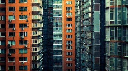 Urban Apartment Buildings in a City Skyline