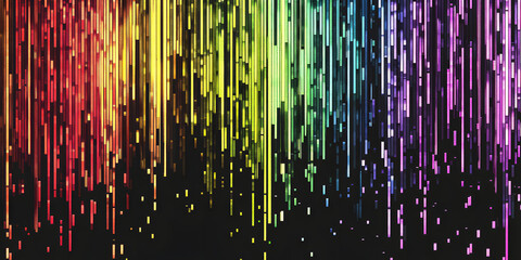 abstract pixel background. pixel multicolored falling wave on a black background. mosaic. pixel background