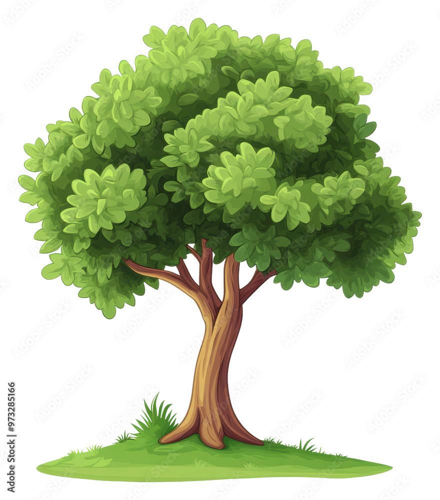 Wall mural PNG Vibrant tree on lush green grass