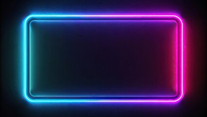 Close-up view of a colored frame neon light on black background