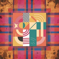 Fototapeta premium Abstract pink background or orange yellow background on white, old warm stain spot vintage grunge background texture on colorful plaid art background block layout design, multicolor background paper