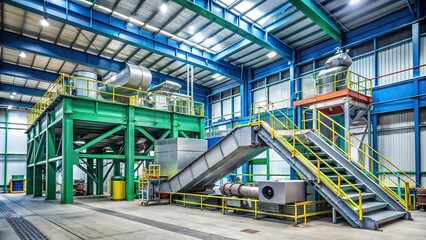 Fototapeta premium Close-up view of waste processing equipment at industrial plant
