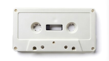 Close-Up white cassette isolated on white background mock up