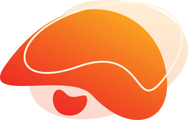 Salmon sushi nigiri piece with rice and raw fish being prepared by chef in japanese restaurant for asian food cuisine meal with gradient design