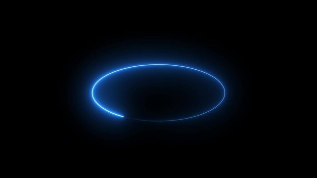 abstract glowing neon line cyan color circular lens animation.