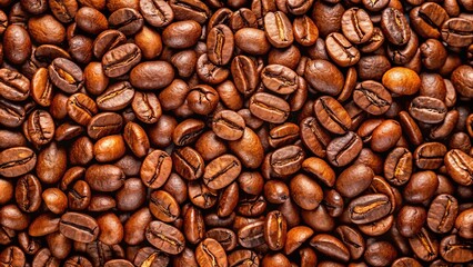Obraz premium Coffee beans background with roasted beans covering the entire frame