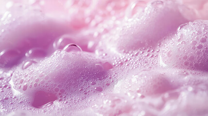 Fototapeta premium Soft pink soap foam creates calming atmosphere, perfect for relaxation