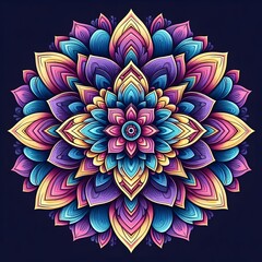 Colorful Flower on Black Background Intricate Geometric Designs and Celestialpunk Inspiration Wallpaper 