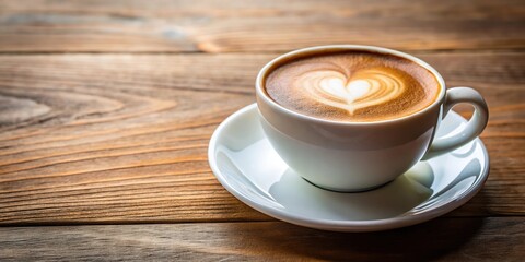 Obraz premium Coffee cup silhouette with heart shape foam on top