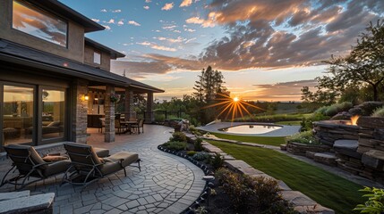 Luxury Home with Patio and Pool at Sunset
