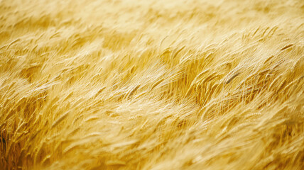 Fototapeta premium Golden field of barley swaying in wind, creating serene atmosphere