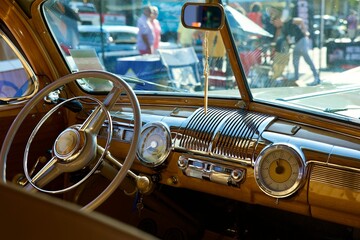 1950s vintage collector car dashboard detail