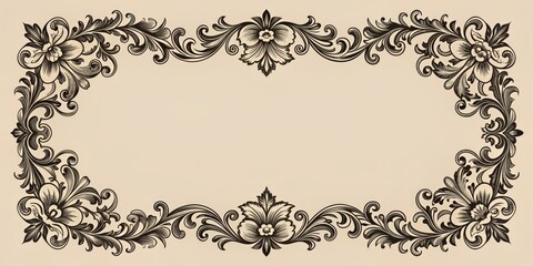Fototapeta premium Elegant Floral Frame with Ornate Details, vintage, border, decor, flourish