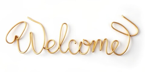 Golden Wire Welcome Sign, white background, wire art, gold,  welcome sign,  home decor, diy project