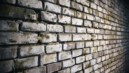 Close-up view of white grungy brick wall textured background