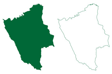 Hamirpur district (Himachal Pradesh State, Republic of India) map vector illustration, scribble sketch Hamirpur map
