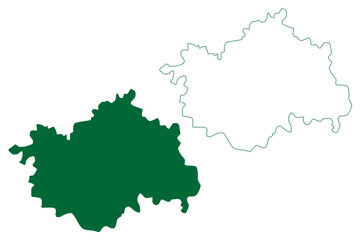 Hisar district (Haryana State, Republic of India) map vector illustration, scribble sketch Hisar map