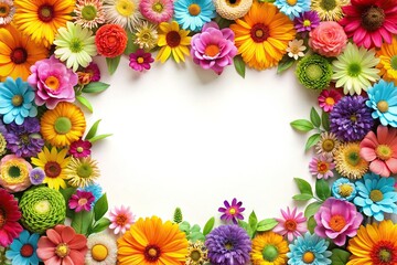 Fototapeta premium Colorful floral frame with space for text