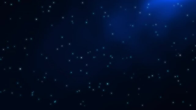 Rising wandering shimmering blue particles on a blue background. Abstract animation.