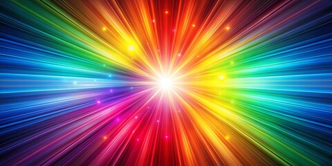 Obraz premium Rainbow Burst with Light Streaks, Abstract , Background , Light , Glowing , Colors
