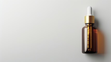 Fototapeta premium Skin serum bottle with collagen and vitamins on a smooth white background, clean background