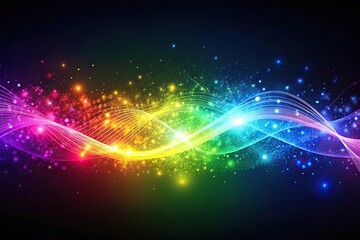Obraz premium Colorful light waves and particles reflecting futuristic spectrum