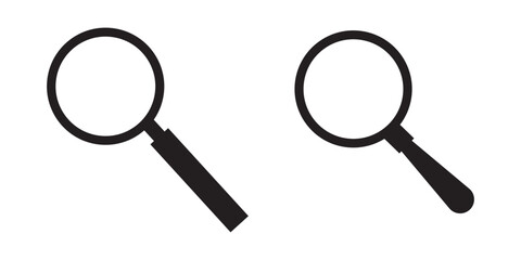 Magnifying glass instrument set icon, magnifying sign, glass, magnifier or loupe sign, search – stock vector