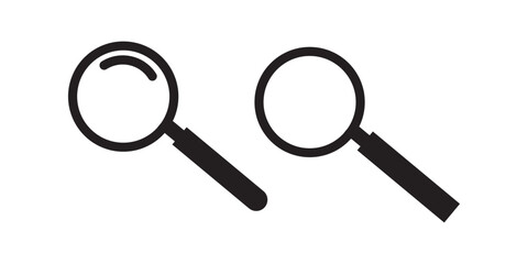 Search icon. Magnifying glass icon, vector magnifier or loupe sign.