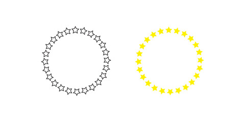 Stars in circle icons, stars in a round circular illustration. Star circles icon.