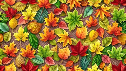 Fototapeta premium Colorful seamless pattern background of leaves