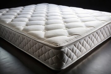 Fototapeta premium Comfortable bedding on plush white mattress, perfect for a cozy sleep