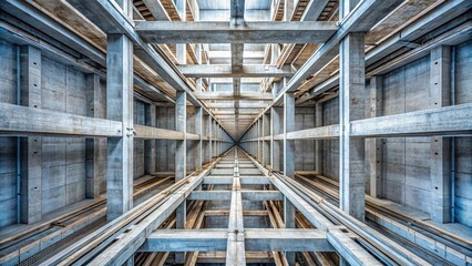 Concrete beams underground structure bird eye view