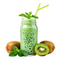 kiwi and smoothie isolated on a transparent  background