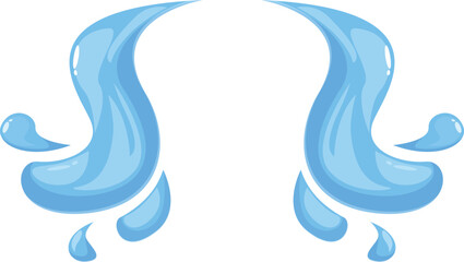 Two cartoon style water splashes forming a symmetrical shape on a white background