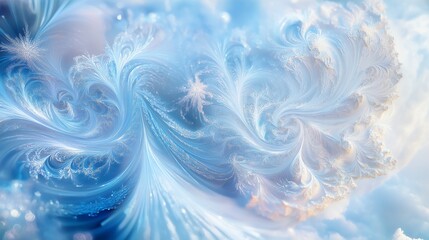 Obraz premium Abstract Blue and White Swirling Pattern with Sparkles.