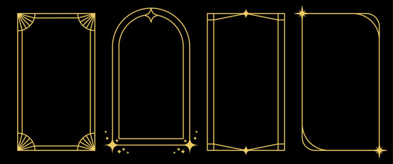 Rectangular art deco golden frames set. Vector design templates collection of luxury borders in trendy minimal style 