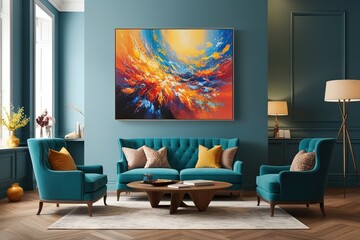 Vibrant Abstract Oil Pastel Painting for Soulful Expressions in Elegant Environments