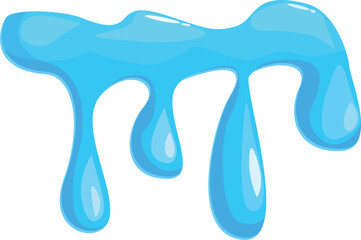 Cartoon flowing down slime with drops of liquid dripping