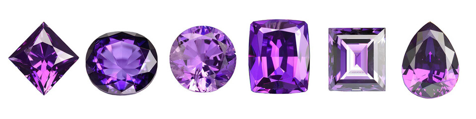 Elegant Purple Amethyst Gemstones Collection – Various Cut Styles