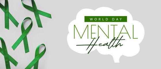 Pink ribbons on blue background. Breast cancer awareness concept