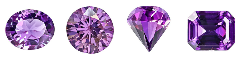 Elegant Purple Amethyst Gemstones Collection – Various Cut Styles