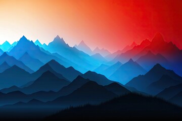 Fototapeta premium Abstract background with colorful mountain range silhouette